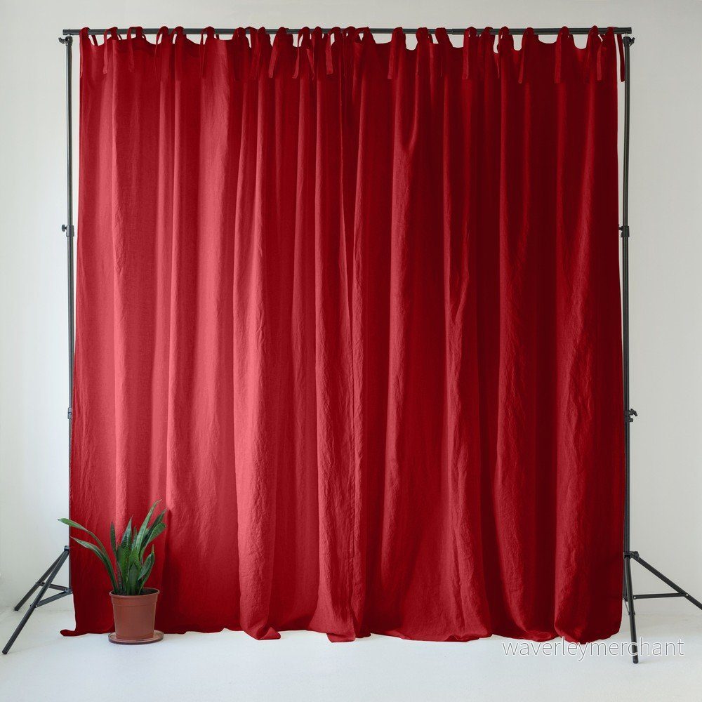 Červený lněný závěs 140x330 cm Lava Falls – Linen Tales v:1795800