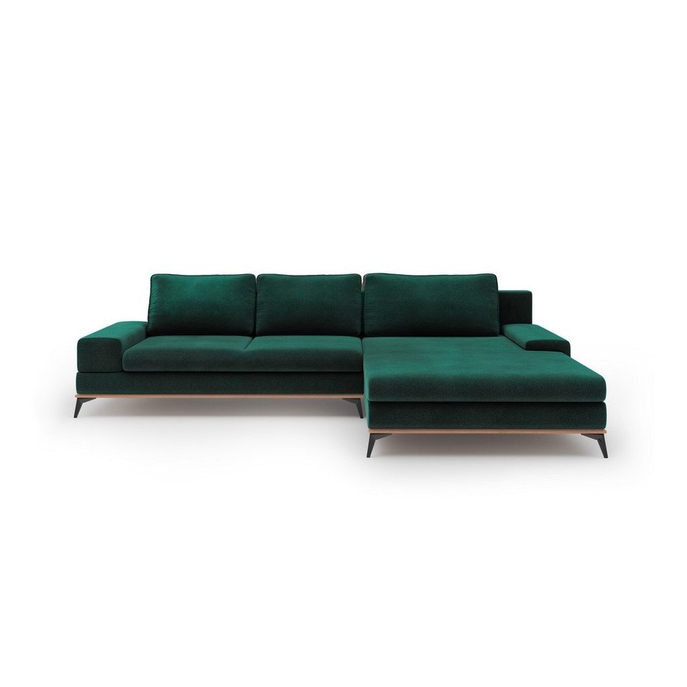 Lahvově zelená rozkládací rohová pohovka se sametovým potahem Windsor & Co Sofas Astre, pravý roh v:1299256