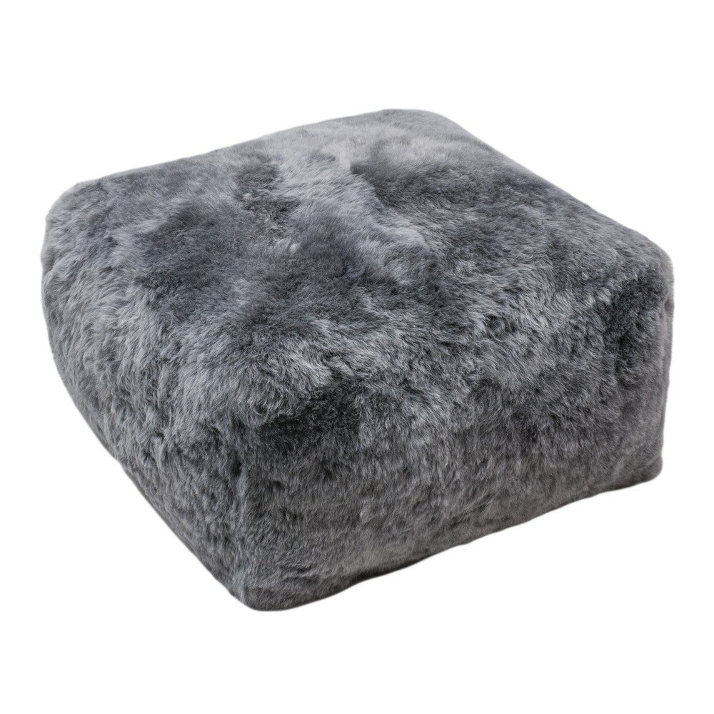 Kožešinový puf s krátkým chlupem Grey Brisa, 60x60x30 cm v:715076