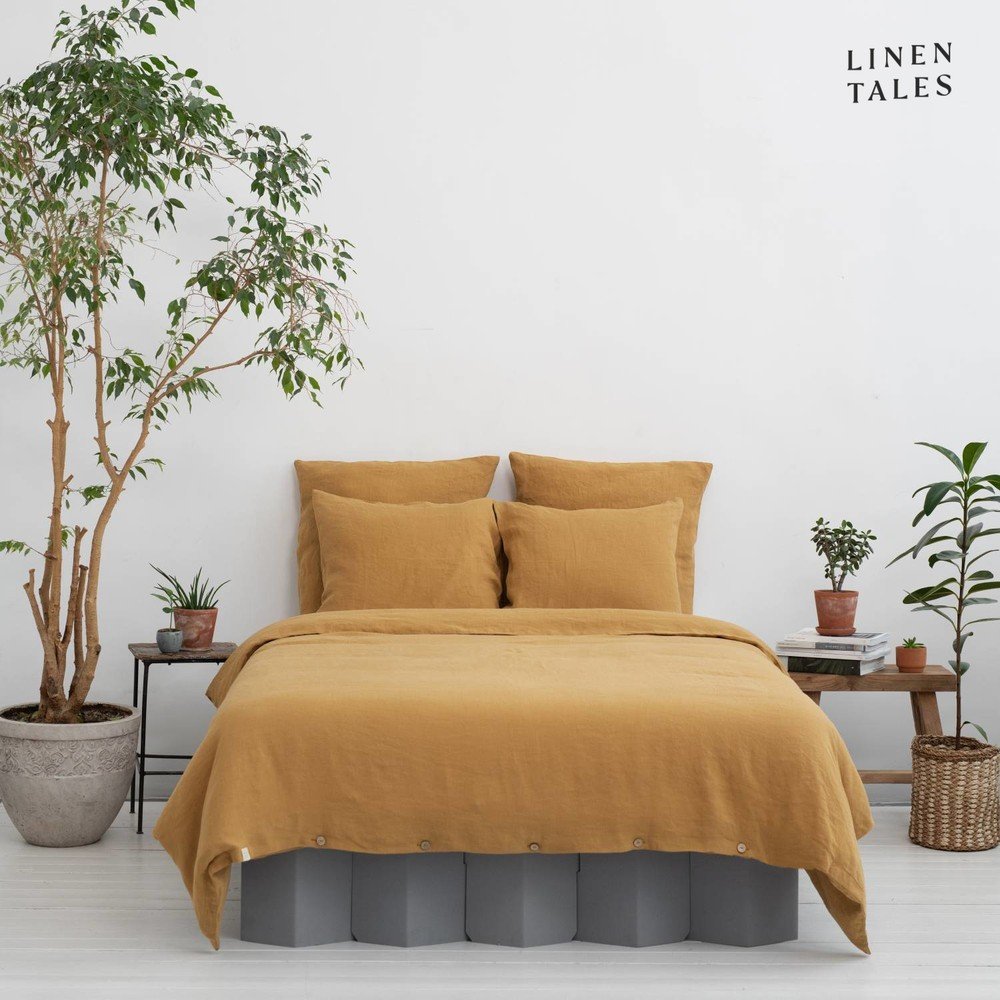 Povlečení na jednolůžko z konopného vlákna v hořčicové barvě 135x200 cm – Linen Tales v:1538038