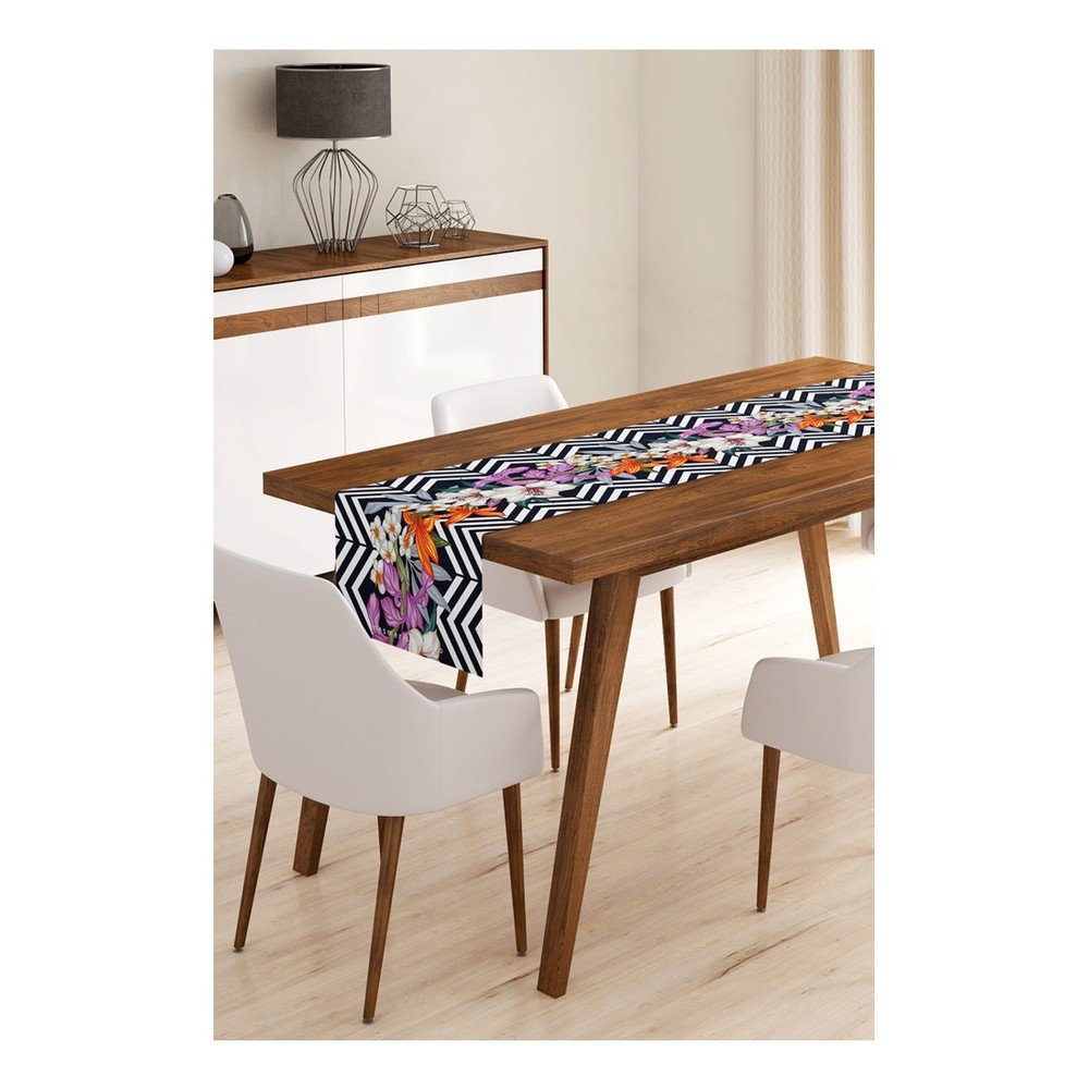 Běhoun na stůl z mikrovlákna Minimalist Cushion Covers Flower Stripes, 45 x 145 cm v:1294276