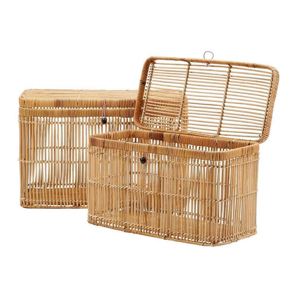 Ratanové úložné boxy s víkem v sadě 2 ks Hirondelle – Jardin d'Ulysse v:1508688