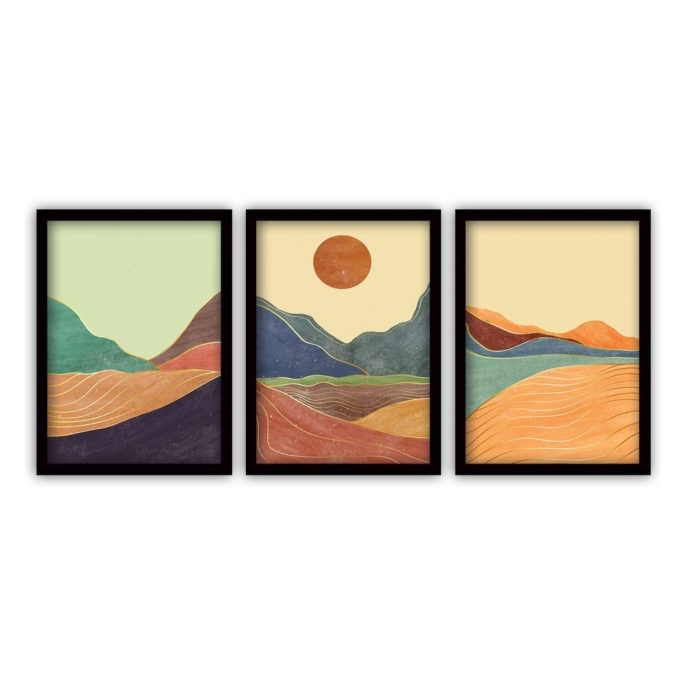 Sada 3 obrazů v černém rámu Vavien Artwork Sunrise, 35 x 45 cm v:1418931