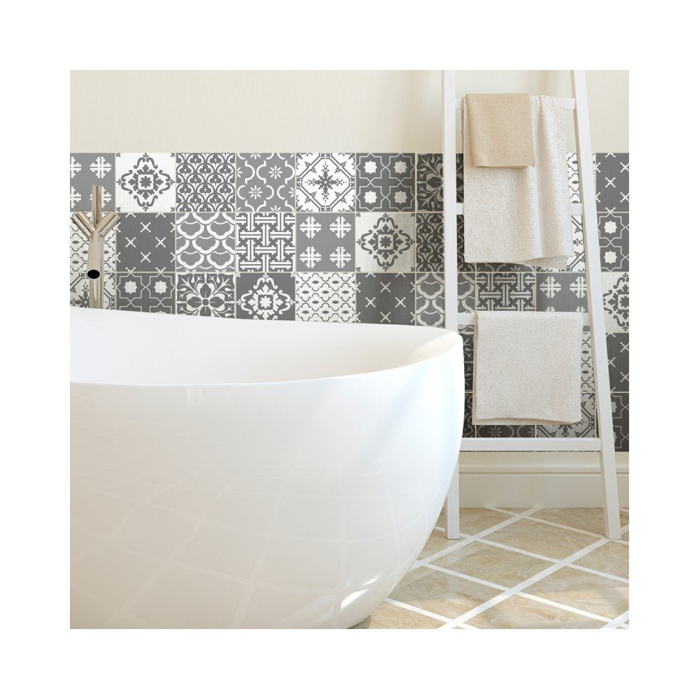 Sada 12 nástěnných samolepek Ambiance Scandinavian Tile Stickers Oslo, 15 x 15 cm v:1204536