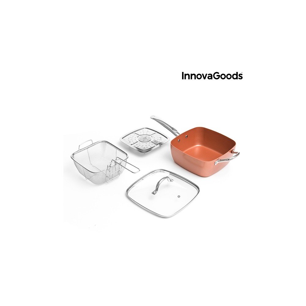 Set kermické pánve, košíku na smažení, napařovače a poklice InnovaGoods v:1196640