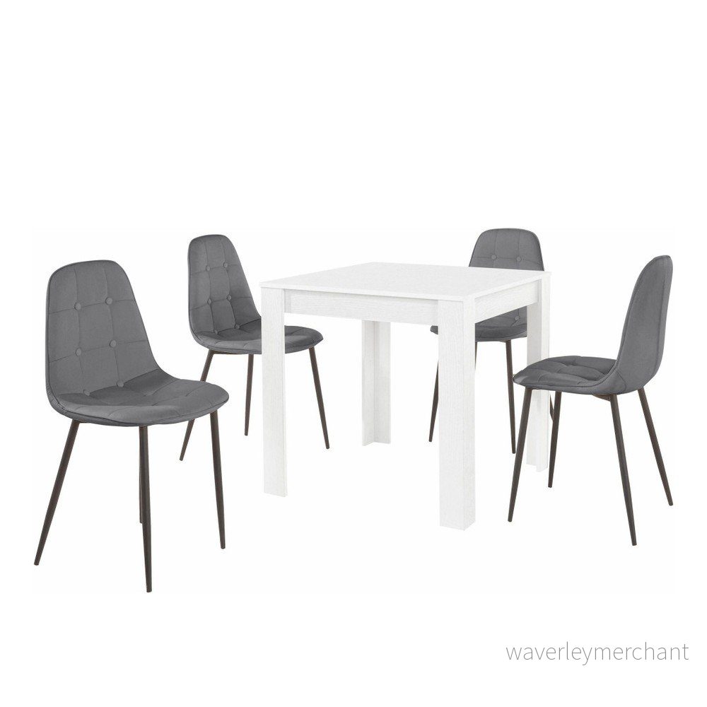 Set bílého jídelního stolu a 4 šedých jídelních židlí Støraa Lori Lamar Duro v:1043650