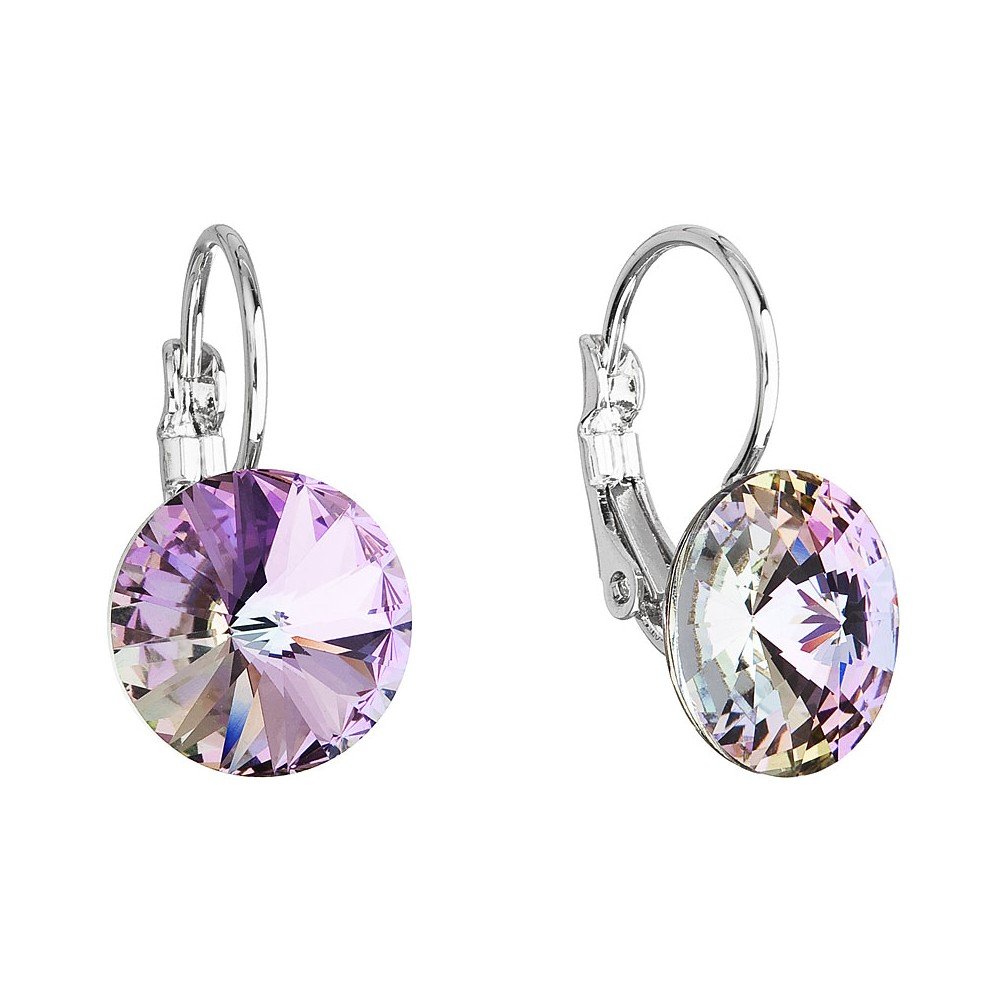 Fialové náušnice se Swarovski krystaly Je Veux Ranro, ⌀ 12 mm v:1152176