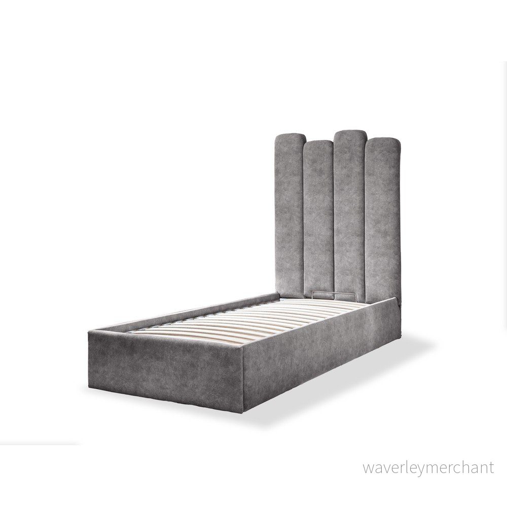 Šedá čalouněná jednolůžková postel s úložným prostorem s roštem 90x200 cm Dreamy Aurora – Miuform v:1549086
