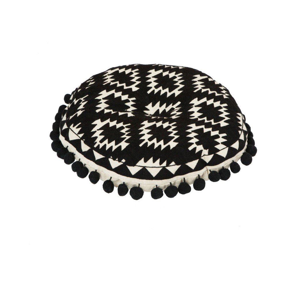 Černý polštář Bombay Duck Aztec, ⌀ 39 cm v:857294