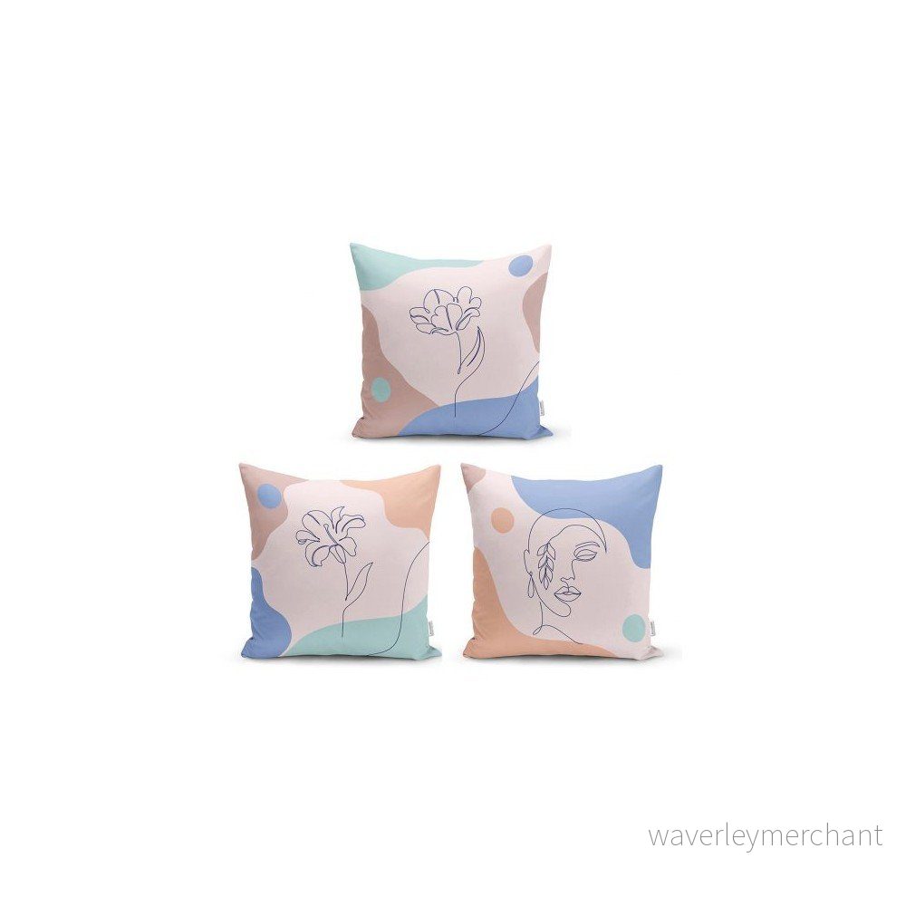 Sada 3 dekorativních povlaků na polštáře Minimalist Cushion Covers Colorful Flower, 45 x 45 cm v:1372011