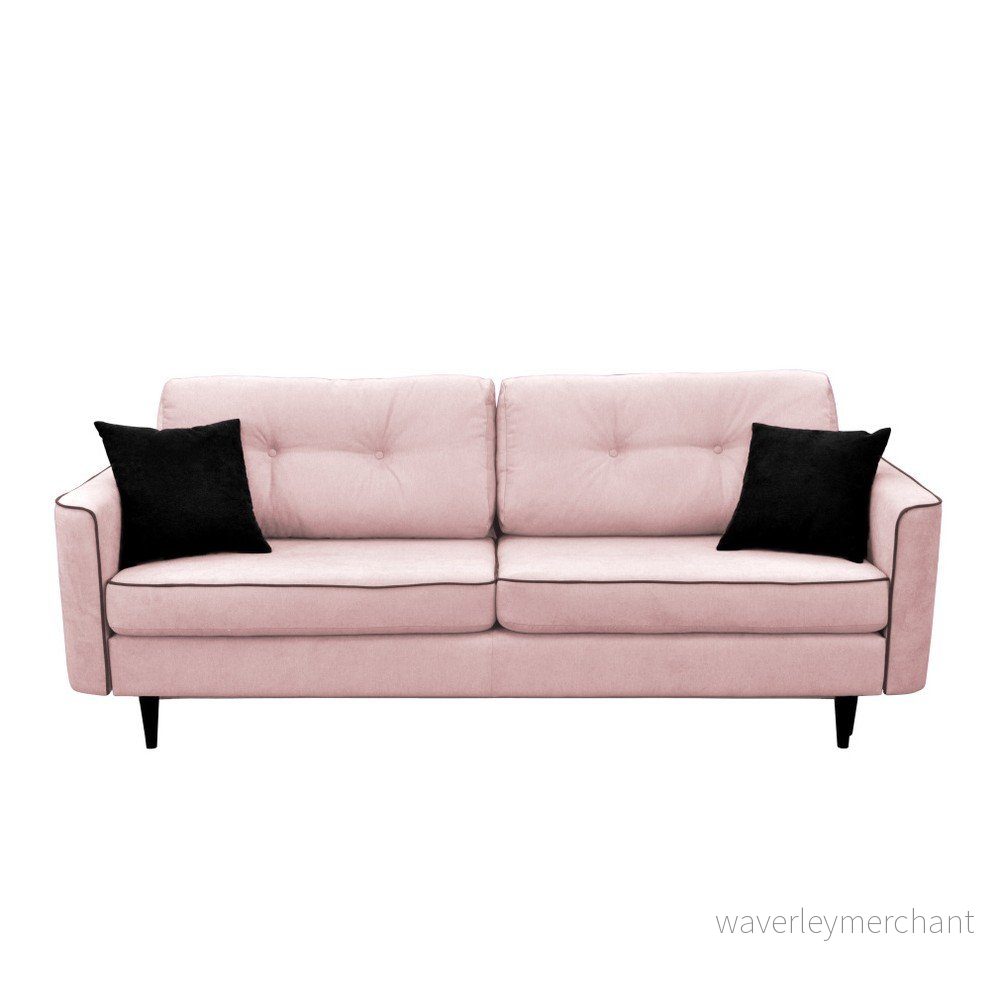 Světle růžová rozkládací pohovka s černými nohami Mazzini Sofas Magnolia v:960110