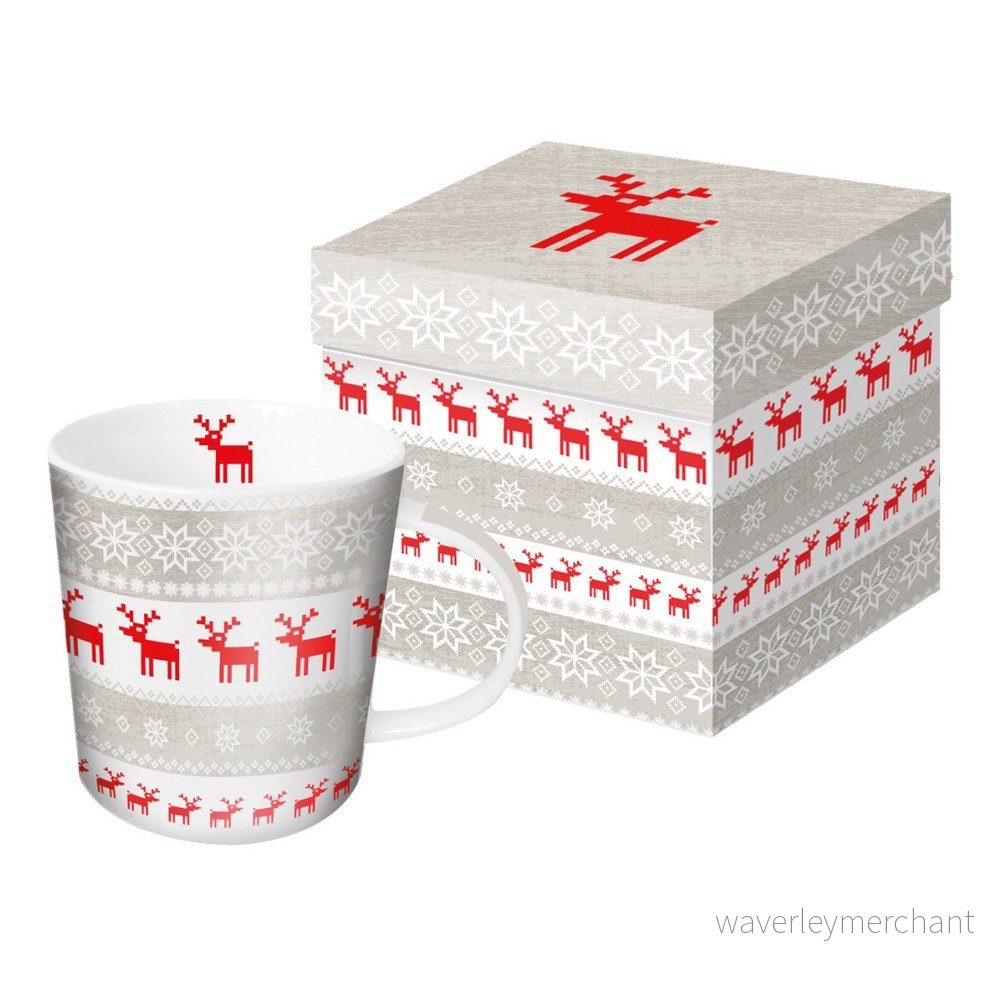 Hrnek z kostního porcelánu s vánočním motivem v dárkovém balení PPD Magic Christmas Taupe, 350 ml v:1158736