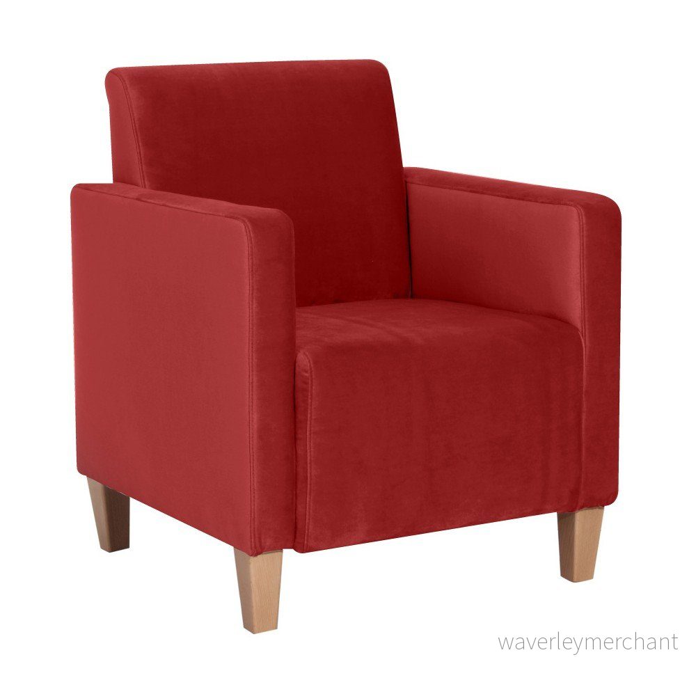 Cihlově červené křeslo Max Winzer Milla Velvet v:908650