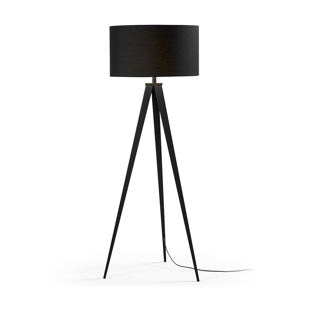 Černá stojací lampa s textilním stínidlem Iguazu – Kave Home v:912648