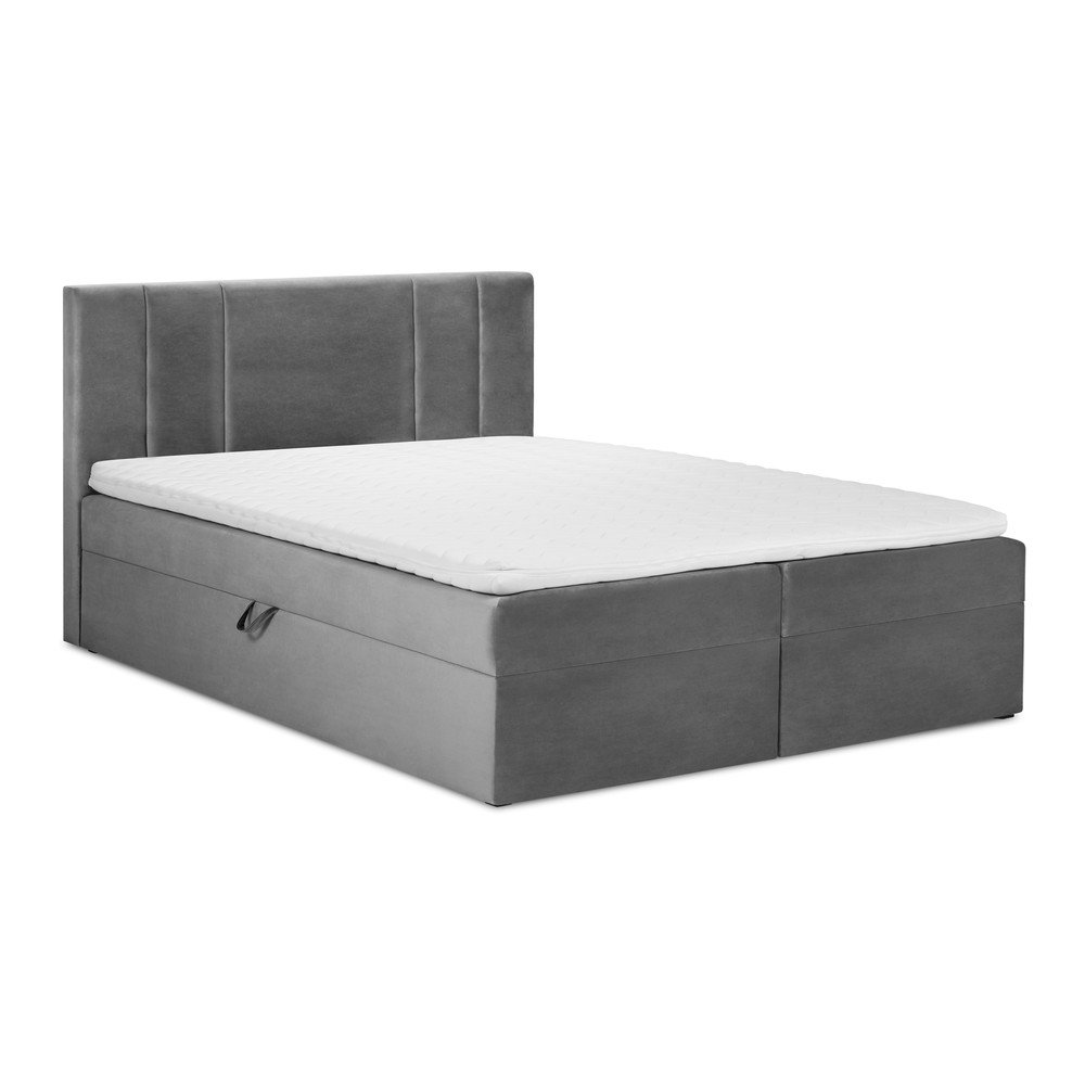 Šedá boxspring postel s úložným prostorem 140x200 cm Afra – Mazzini Beds v:1420847