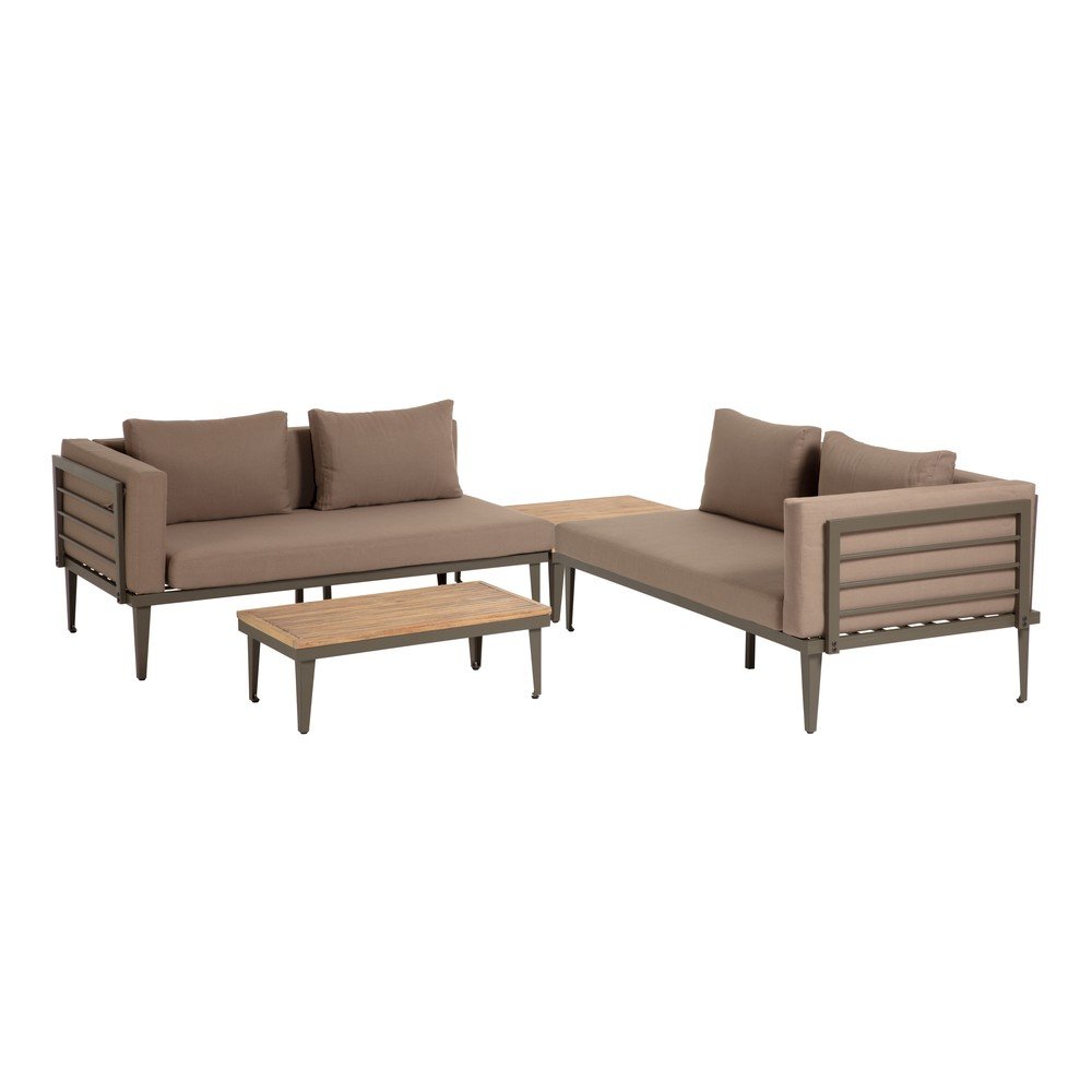 Set hnědého zahradního nábytku s hliníkovou konstrukcí Kave Home Pascale v:1375657