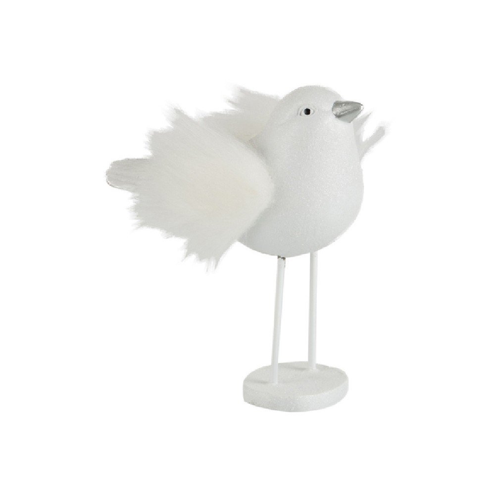 Bílá dekorativní soška J-Line Furry Bird v:1153322 Bílá dekorativní soška J-Line Furry Bird v:1153322