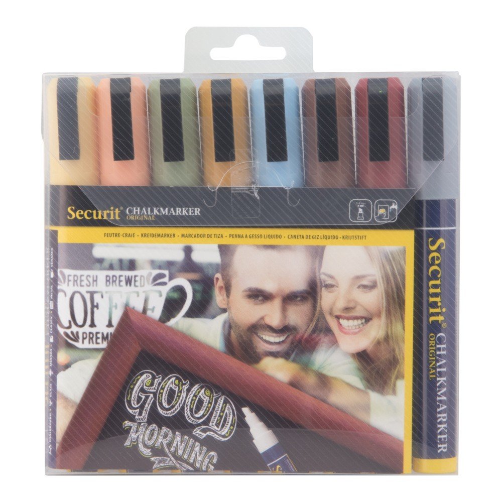 Sada 8 křídových popisovačů na vodní bázi Securit® Liquid Chalkmarker Medium Earth Tones v:1108730