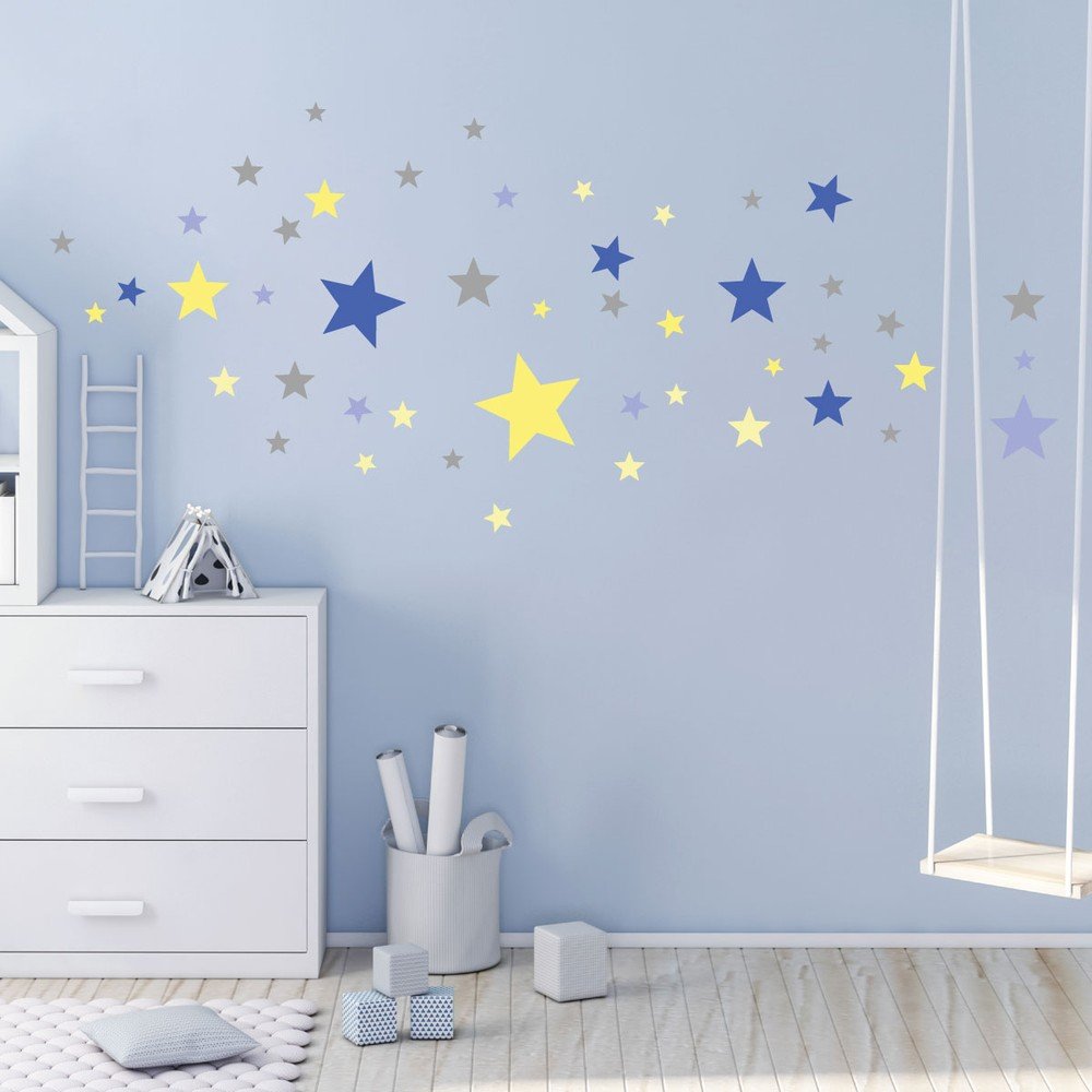 Sada 50 nástěnných samolepek Ambiance Stars Blue and Yellow v:1327390