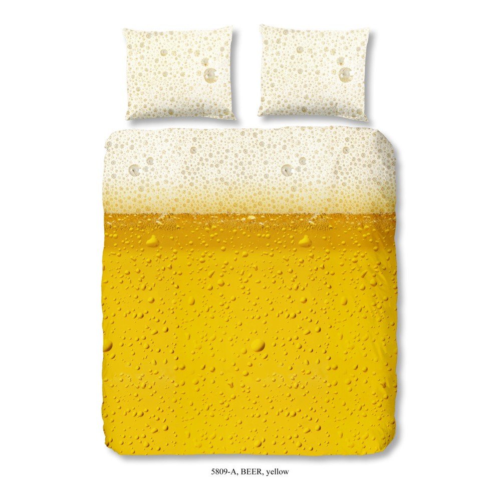 Žluté bavlněné povlečení Good Morning Beer, 200 x 240 cm v:1087640