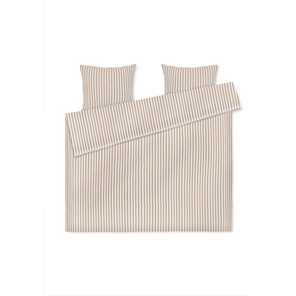 Bílo-béžové prodloužené krepové povlečení na dvoulůžko 200x220 cm Bæk&Bølge – JUNA v:1558754