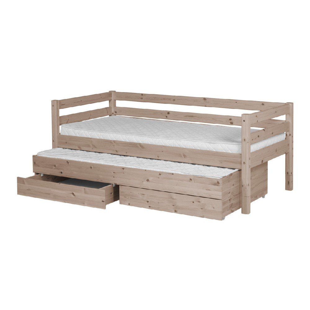 Hnědá dětská postel z borovicového dřeva s výsuvným lůžkem a 2 zásuvkami Flexa Classic, 90 x 200 cm v:1294922