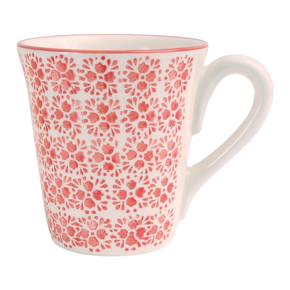 Červeno-bílý kameninový hrnek Côté Table Floral, 500 ml v:985058