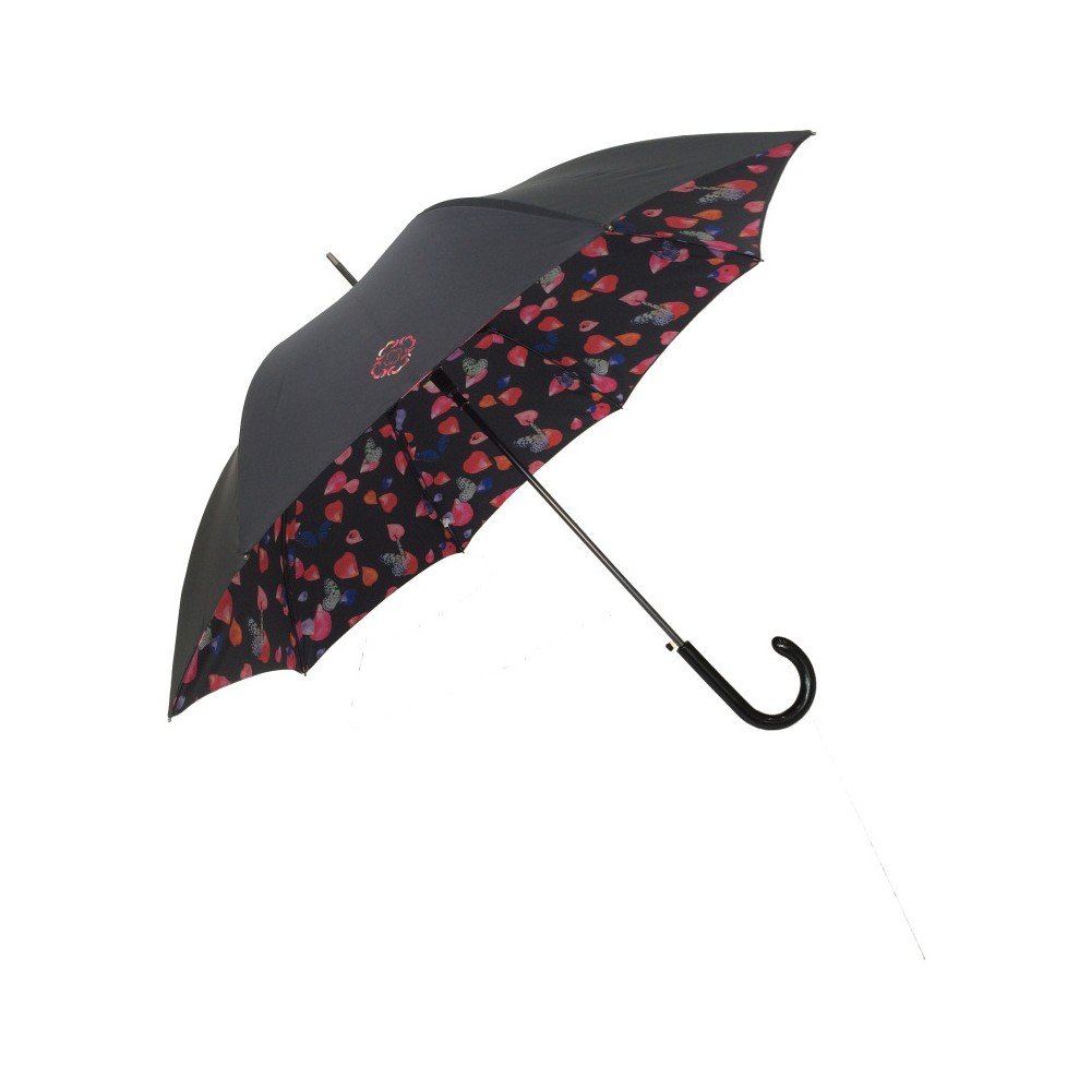 Černý holový deštník s růžovými detaily Ambiance Enamorado, ⌀ 104 cm v:990492