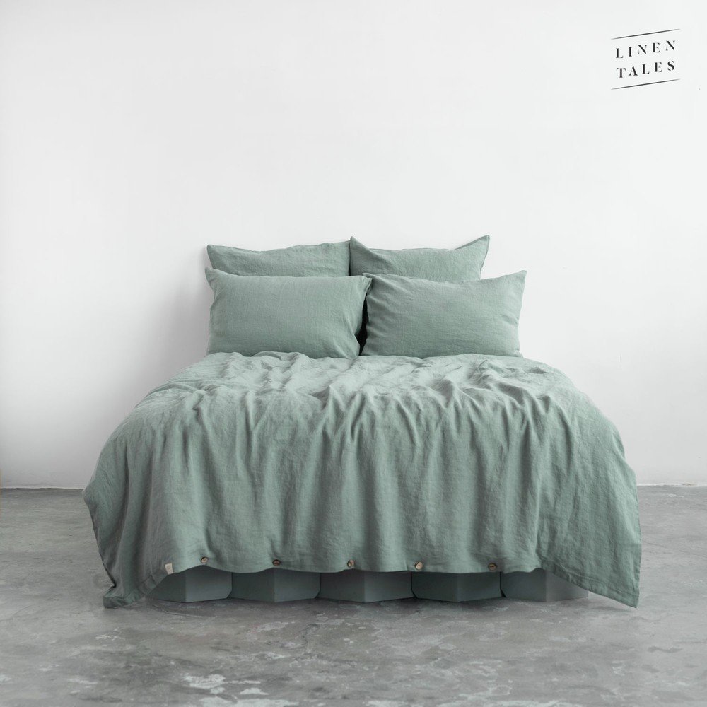 Zeleno-modrý lněný povlak na peřinu na jednolůžko/prodloužený 140x220 cm Milieu – Linen Tales v:1453064