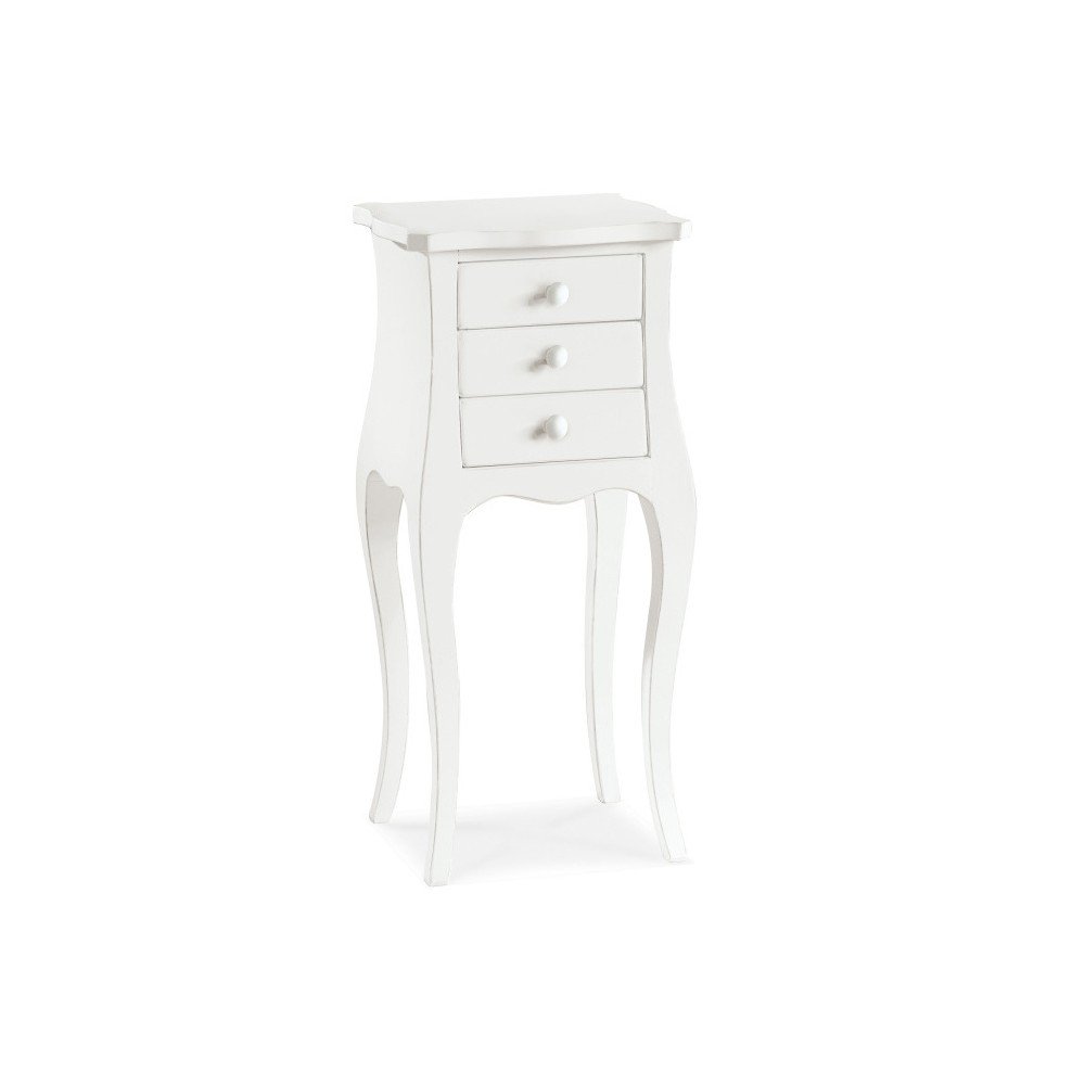 Bílý dřevěný odkládací stolek se 3 zásuvkami Castagnetti Corinne v:845138