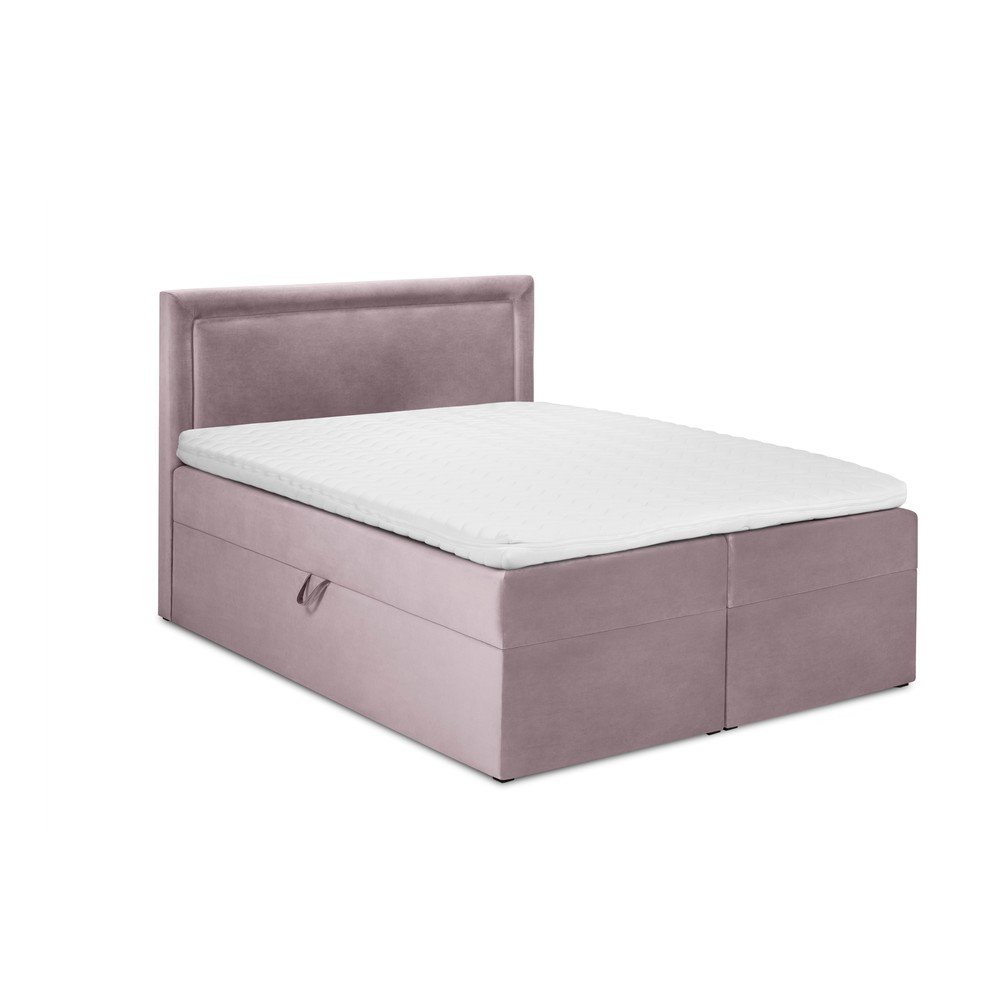 Růžová sametová dvoulůžková postel Mazzini Beds Yucca, 200 x 200 cm v:1359991