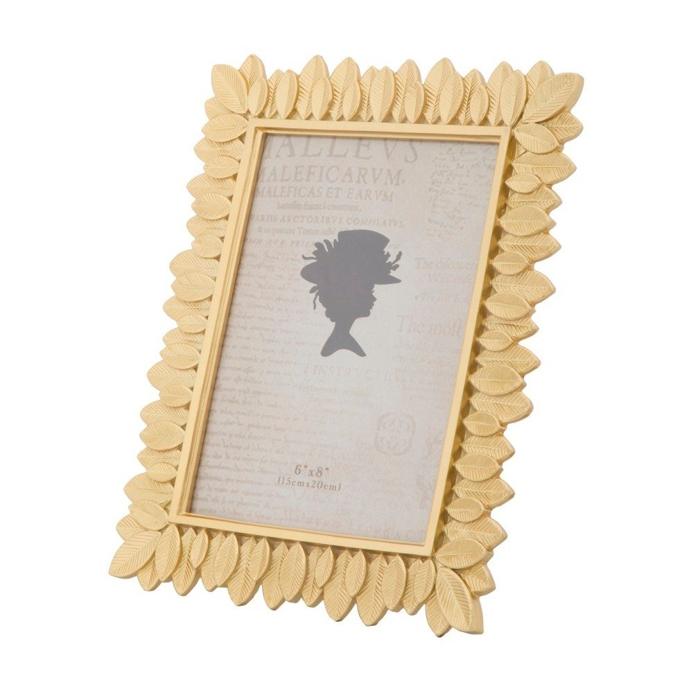 Žlutý fotorámeček v pryskyřicovém rámu Mauro Ferretti Glam Leaves, 15 x 20 cm v:1227278