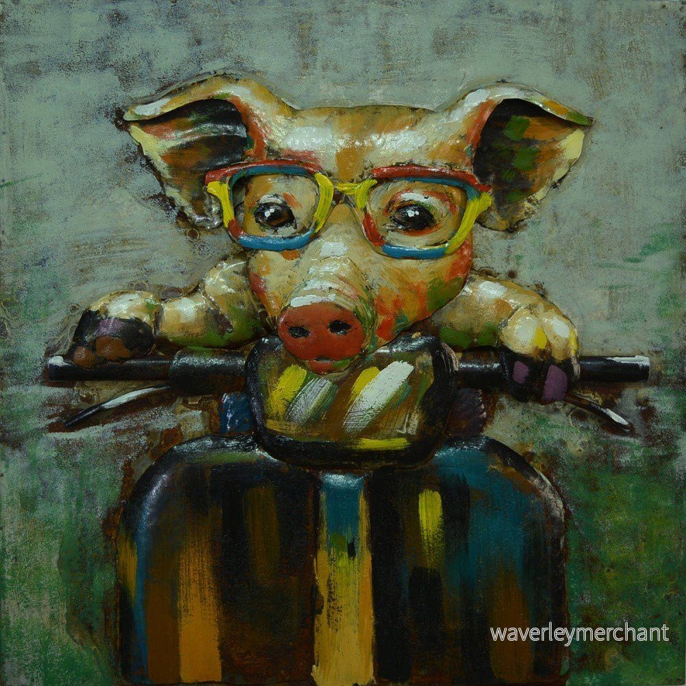 Ručně malovaný obraz Vivorum Pig Ride, 80 x 80 cm v:801260