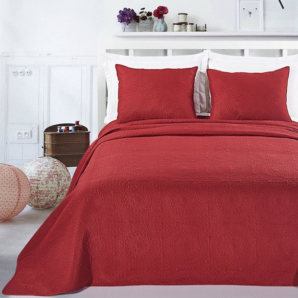 Červený set povlaku na polštáře a přehozu z mikroperkálu DecoKing Elodie, 240 x 260 cm v:819882