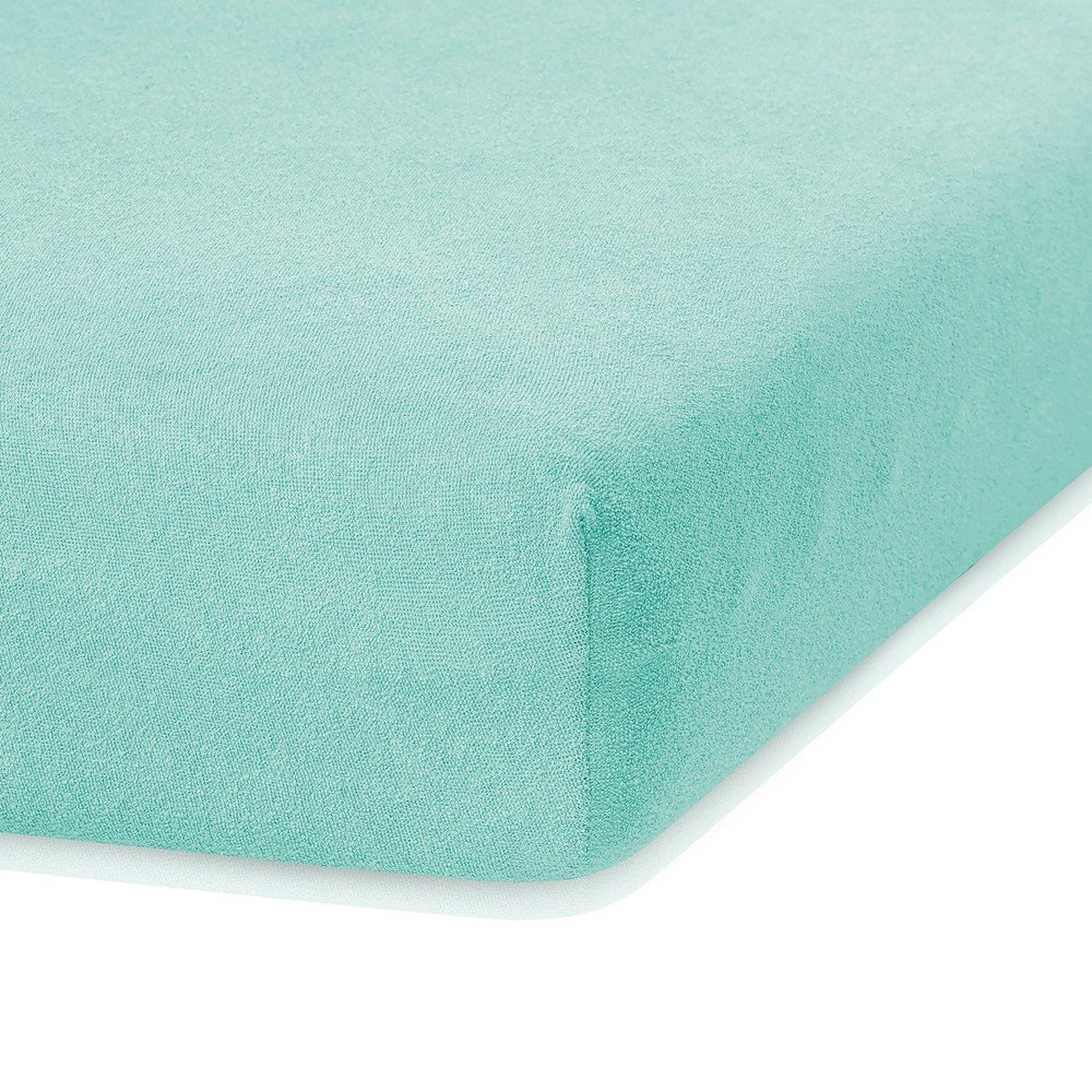 Mátově zelené elastické prostěradlo s vysokým podílem bavlny AmeliaHome Ruby, 100/120 x 200 cm v:1279458
