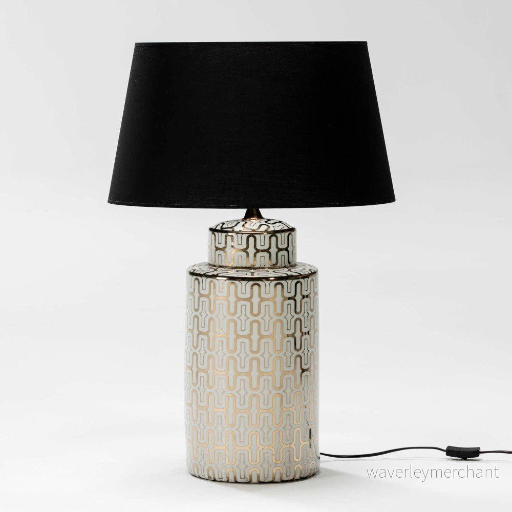 Bílo-zlatá stolní lampa z keramiky bez stínítka Thai Natura v:1071656