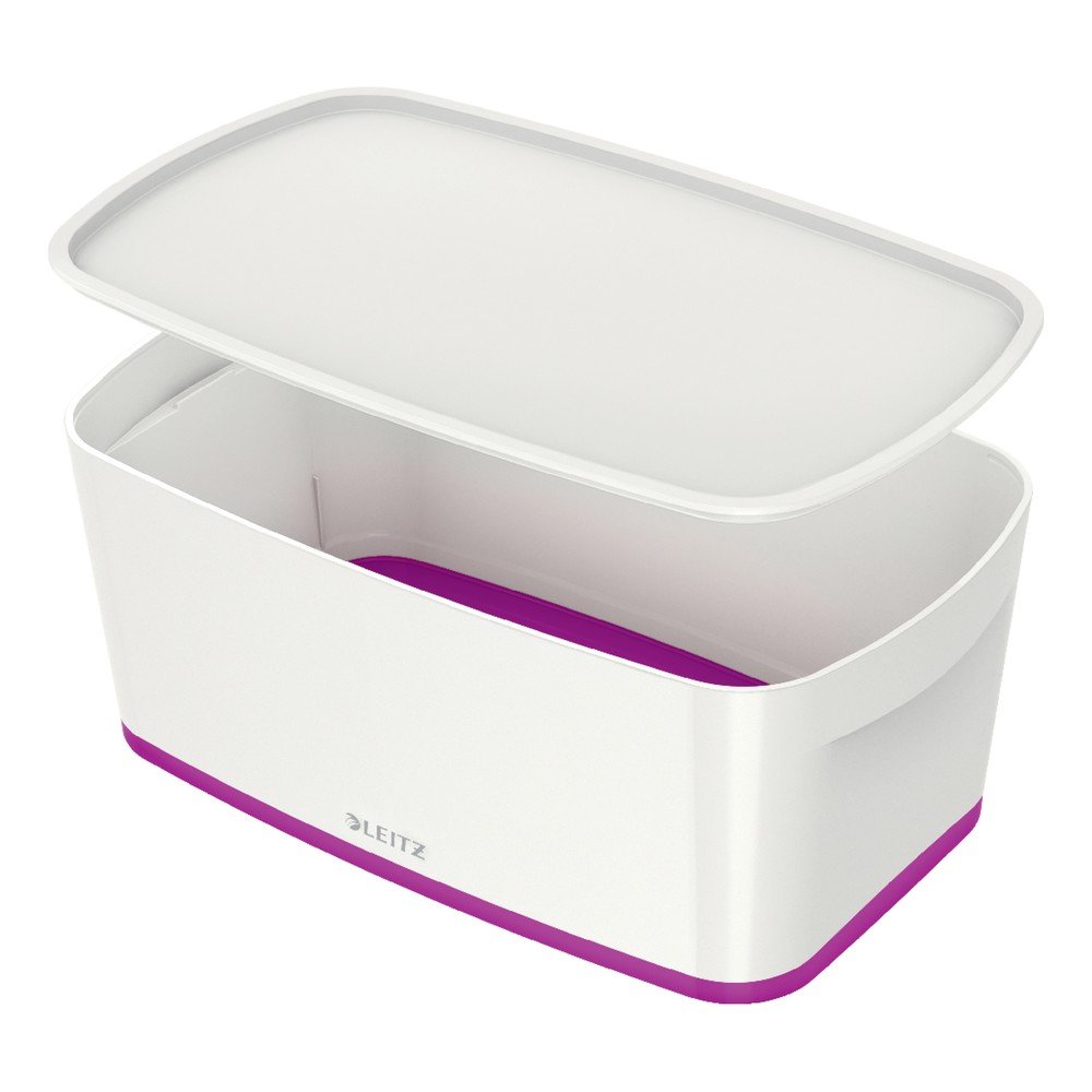 Bílo-fialový úložný box s víkem Leitz Office, objem 5 l v:1369893 Bílo-fialový úložný box s víkem Leitz Office, objem 5 l v:1369893