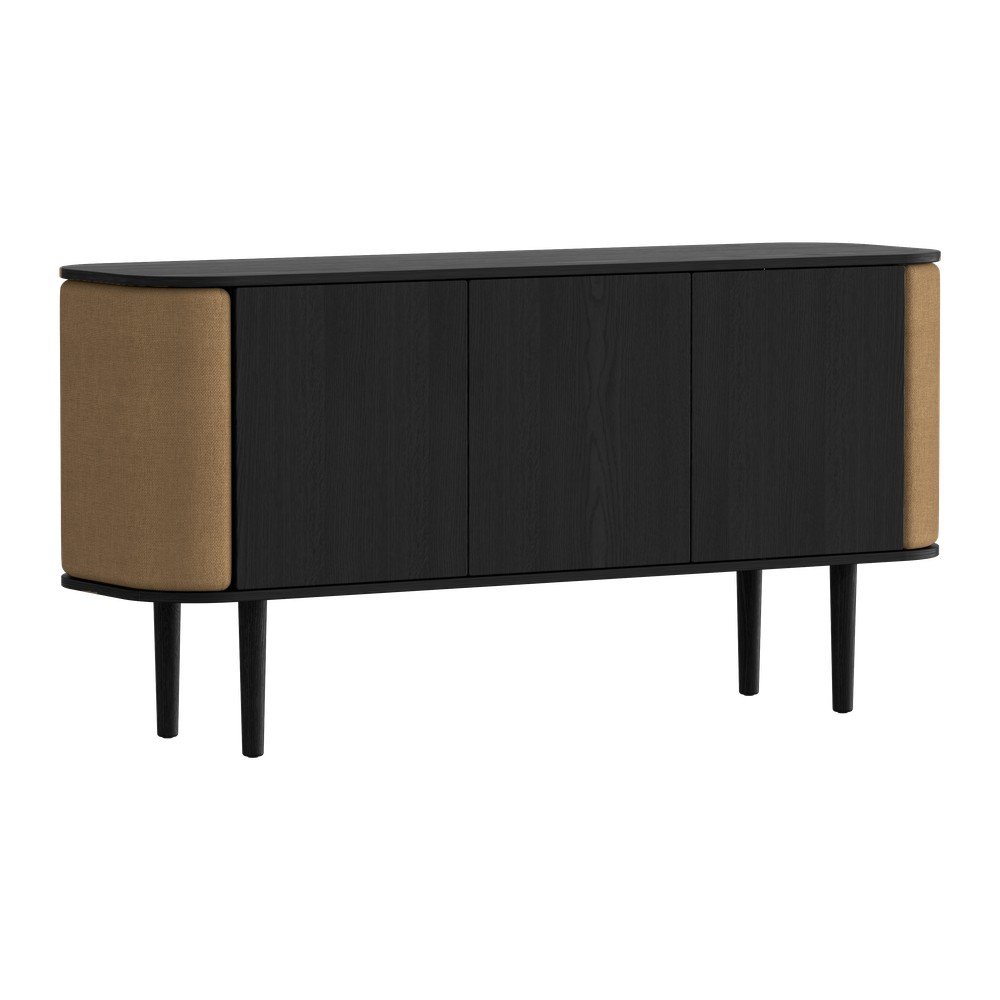 Černo-hnědá nízká komoda v dekoru dubu 150x75 cm Treasures – UMAGE v:1560448
