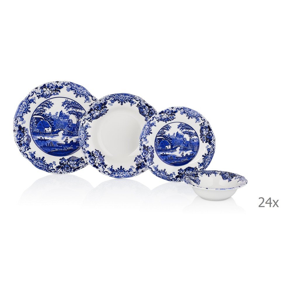 24dílný set bílo-modrého porcelánového nádobí Noble Life Selo v:1343543