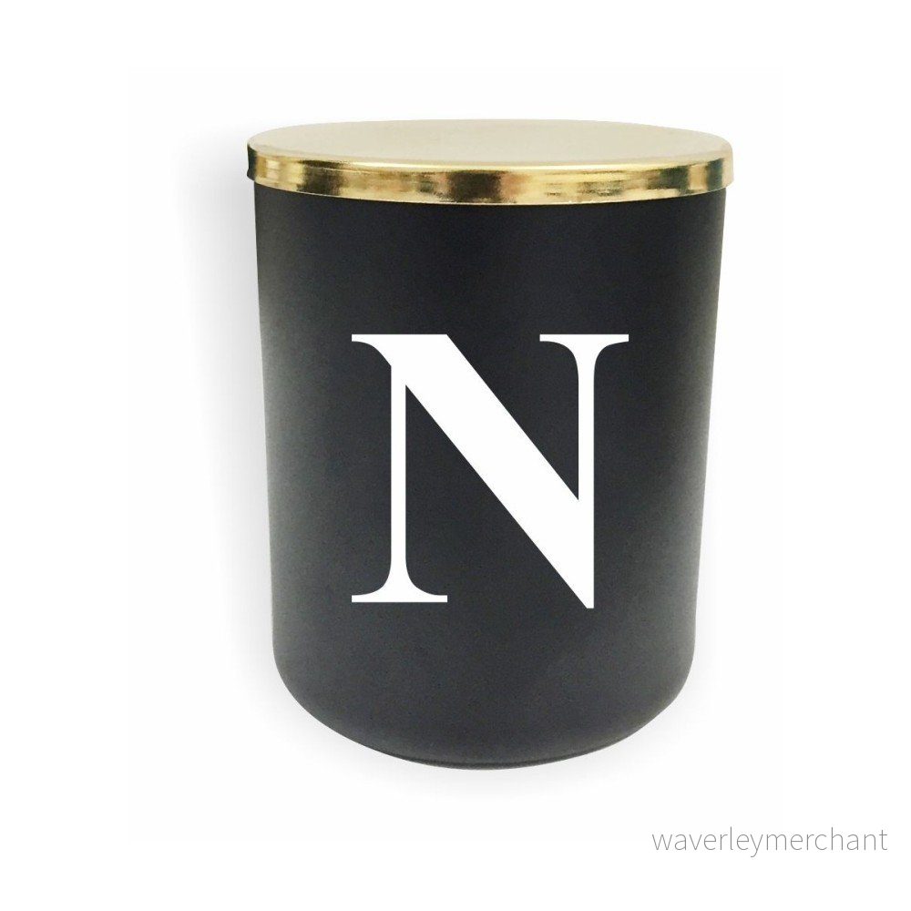 Černo-bílá svíčka North Carolina Scandinavian Home Decors Monogram Glass Candle N v:1193272