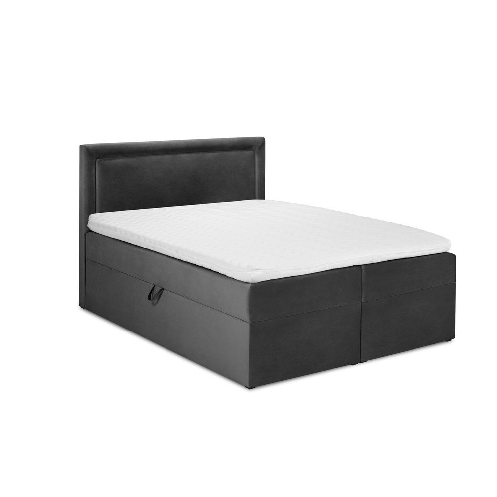Tmavě šedá sametová dvoulůžková postel Mazzini Beds Yucca, 200 x 200 cm v:1360027