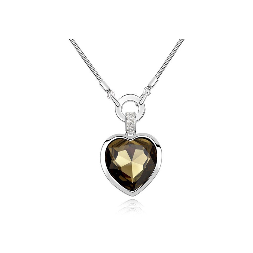 Náhrdelník s jantarově hnědým krystalem Swarovski a bílým zlatem Dora v:1169450