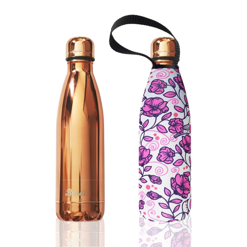 Cestovní termolahev v barvě růžového zlata z nerezové oceli s obalem BBBYO Roses, 500 ml v:1255634