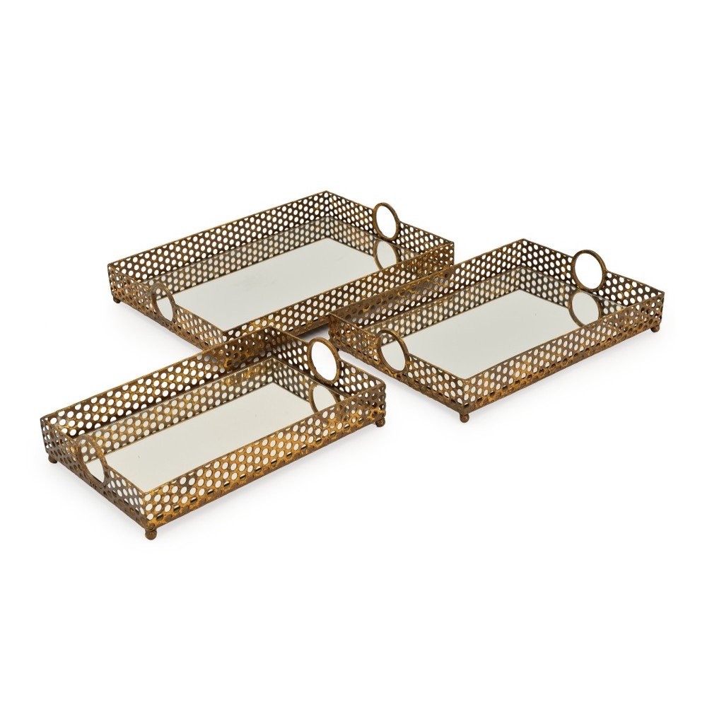 Sada 3 kovových podnosů ve zlaté barvě InArt Trays v:910066
