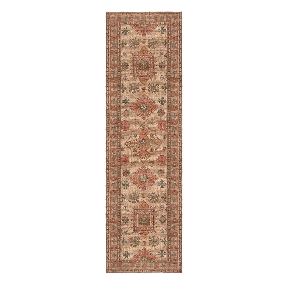 Ručně tkaný koberec s příměsí juty v růžové a terakotové barvě 60x230 cm Lana Jute – Flair Rugs v:1754366
