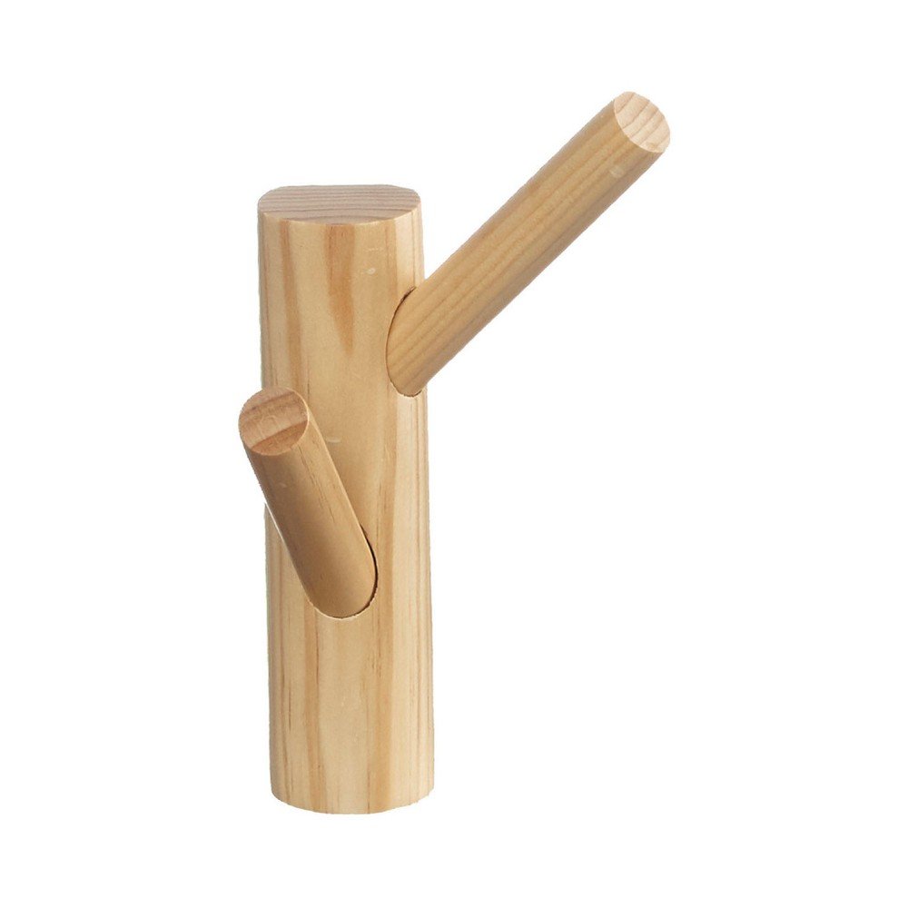 Bílý nástěnný věšák se 2 háčky z masivního borovicového dřeva Furniteam Design v:1254674