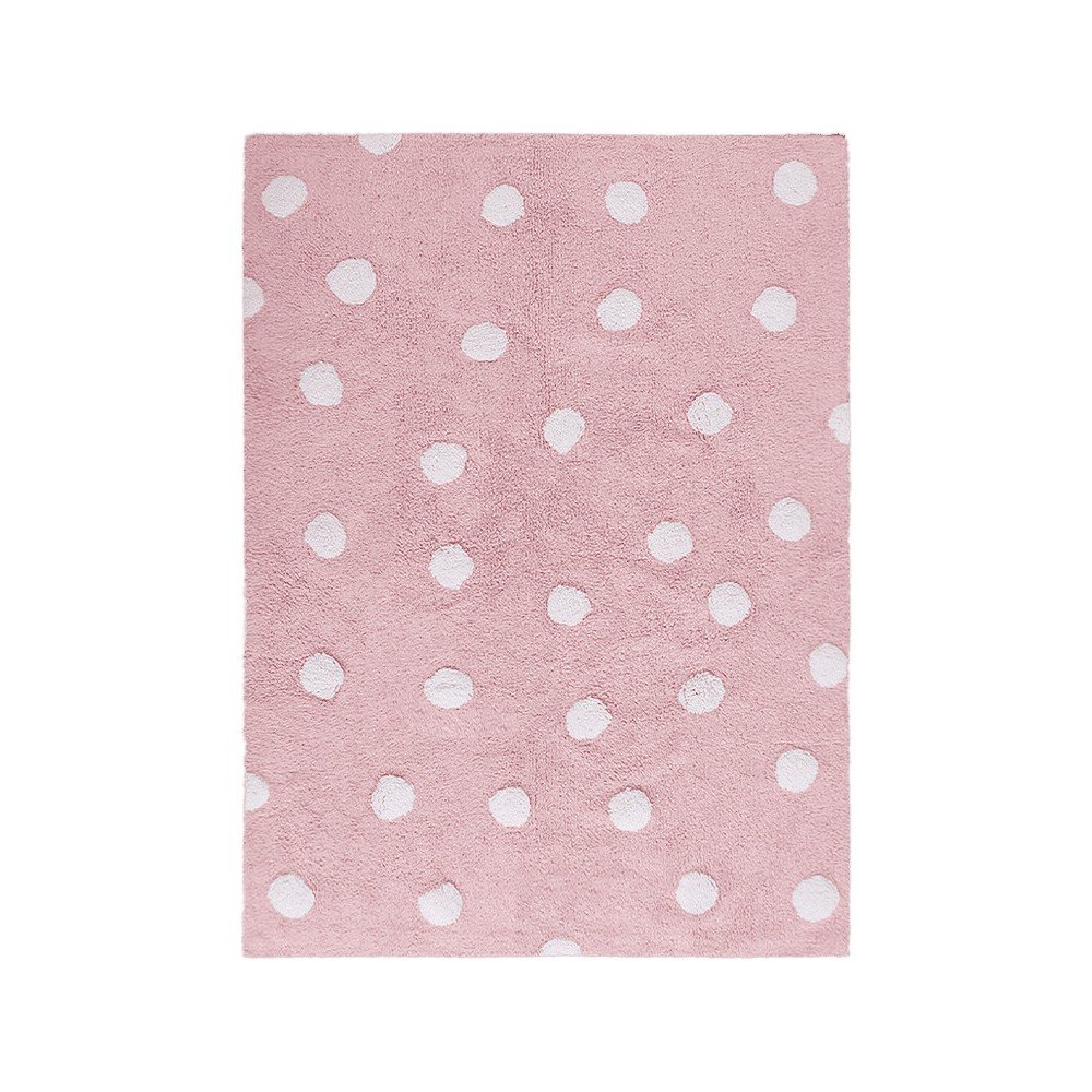 Růžový pratelný ručně tkaný bavlněný dětský koberec 120x160 cm Polka Dots Pink – Lorena Canals v:1714554