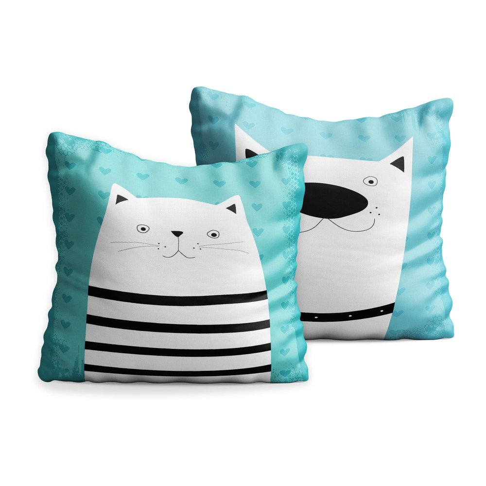 Sada 2 dětských polštářů OYO Kids Animals With Stripes Cat And Dog, 40 x 40 cm v:1321860
