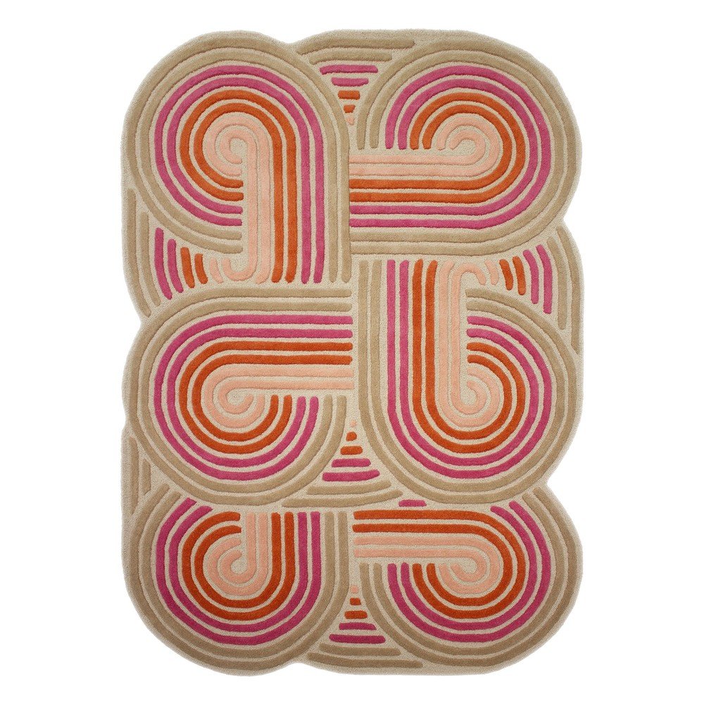 Růžový ručně tkaný vlněný koberec 140x200 cm Spiral Shaped – Flair Rugs v:1906316