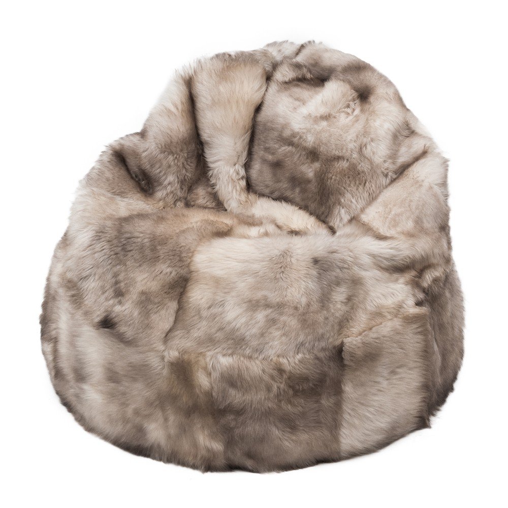 Puf z ovčí kožešiny s dlouhým chlupem Beige v:715070